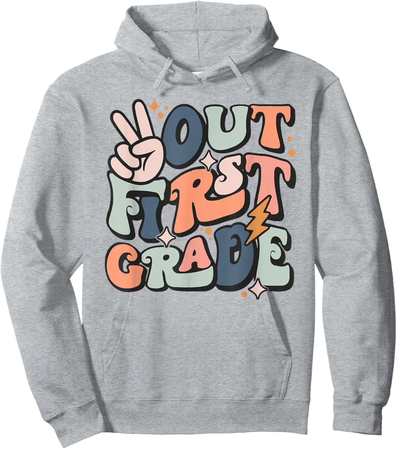 Last Day Of 1st Grade Smile Face Peace Out First Grade Hoodie - Hoodie | Ash