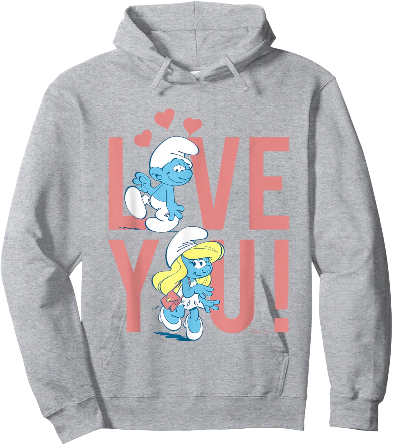 The Smurfs Valentine's Day Love You! Smurfs In Love Big Logo Hoodie - Hoodie | Ash
