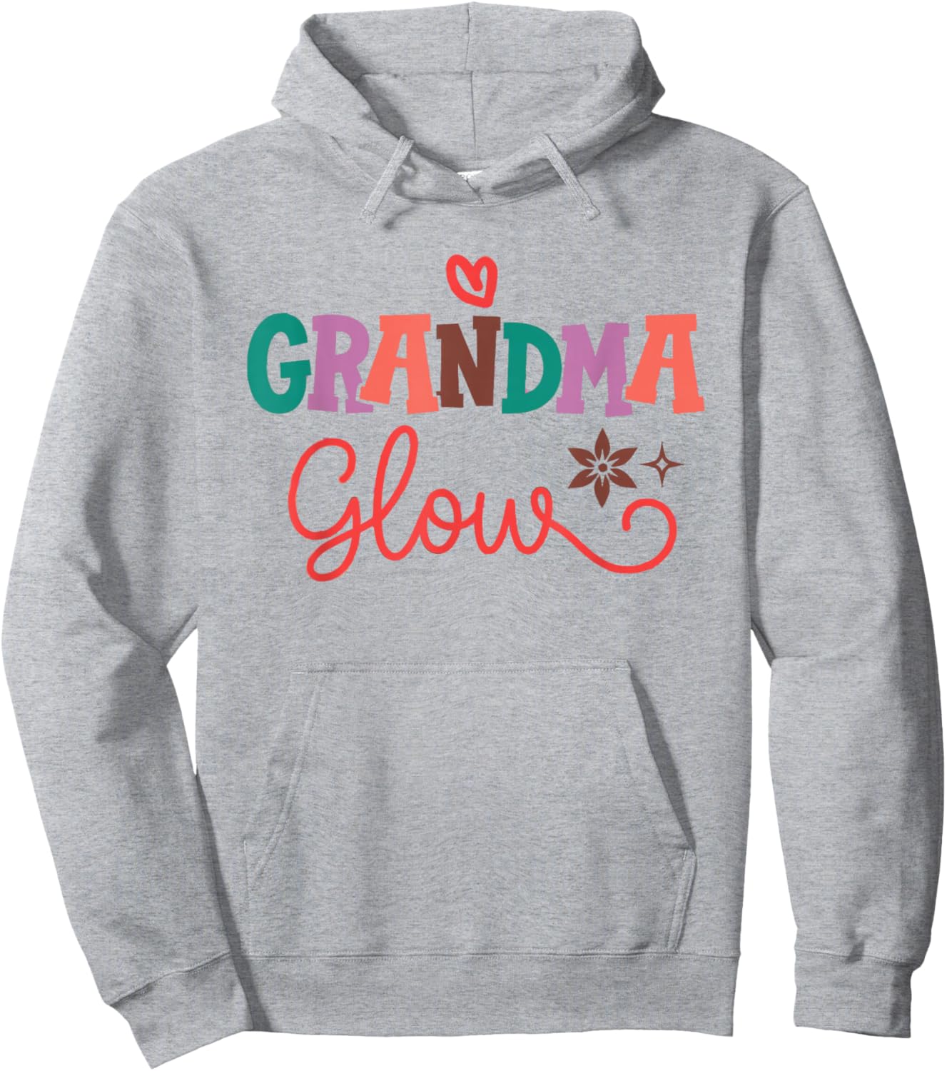 Grandma Glow Retro Lettering Mothers Day Style Artwork Hoodie - Hoodie | Ash