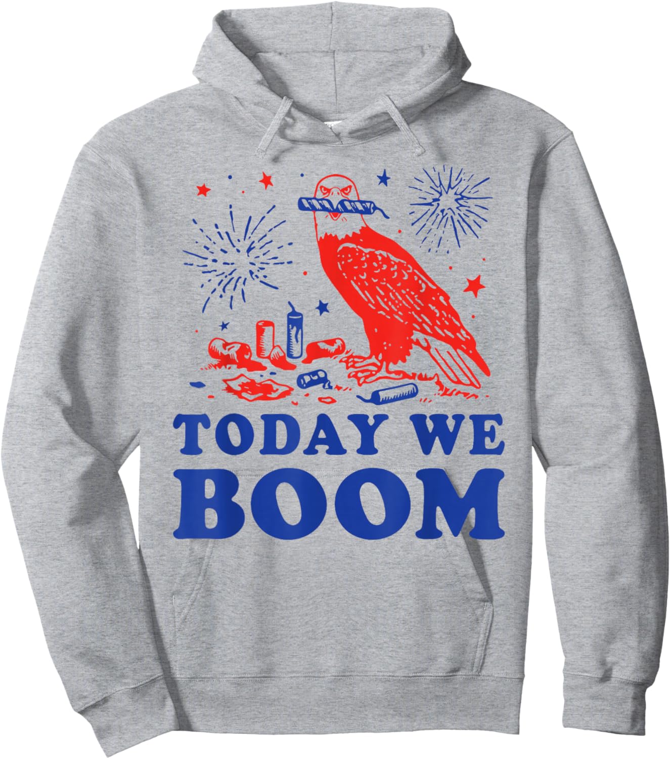 4th of July Eagle Beer Today We Boom Fireworks Hoodie - Hoodie | Ash