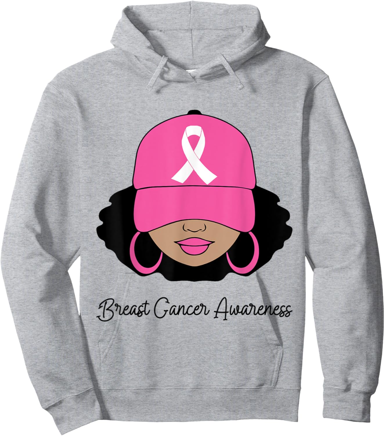 Black Women Pink Breast Cancer Awareness Warrior Women Girls Hoodie - Hoodie | Ash