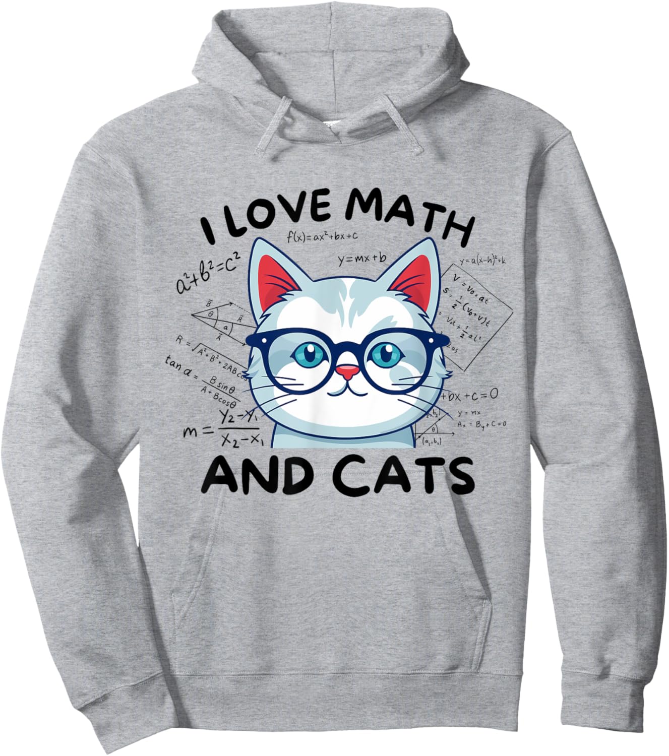 I Love Math And Cats Cute Kitty Cat Feline Lover Gift Men Women Kids Hoodie - Hoodie | Ash