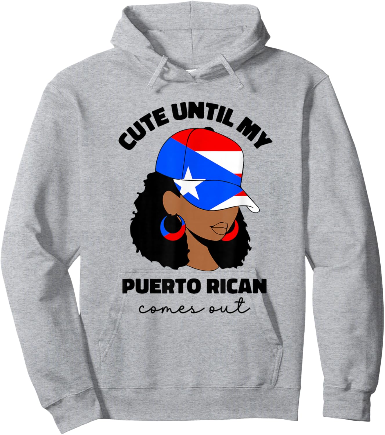 Funny Cute Puerto Rican Afro Women Boricua Puerto Rico Flag Hoodie - Hoodie | Ash