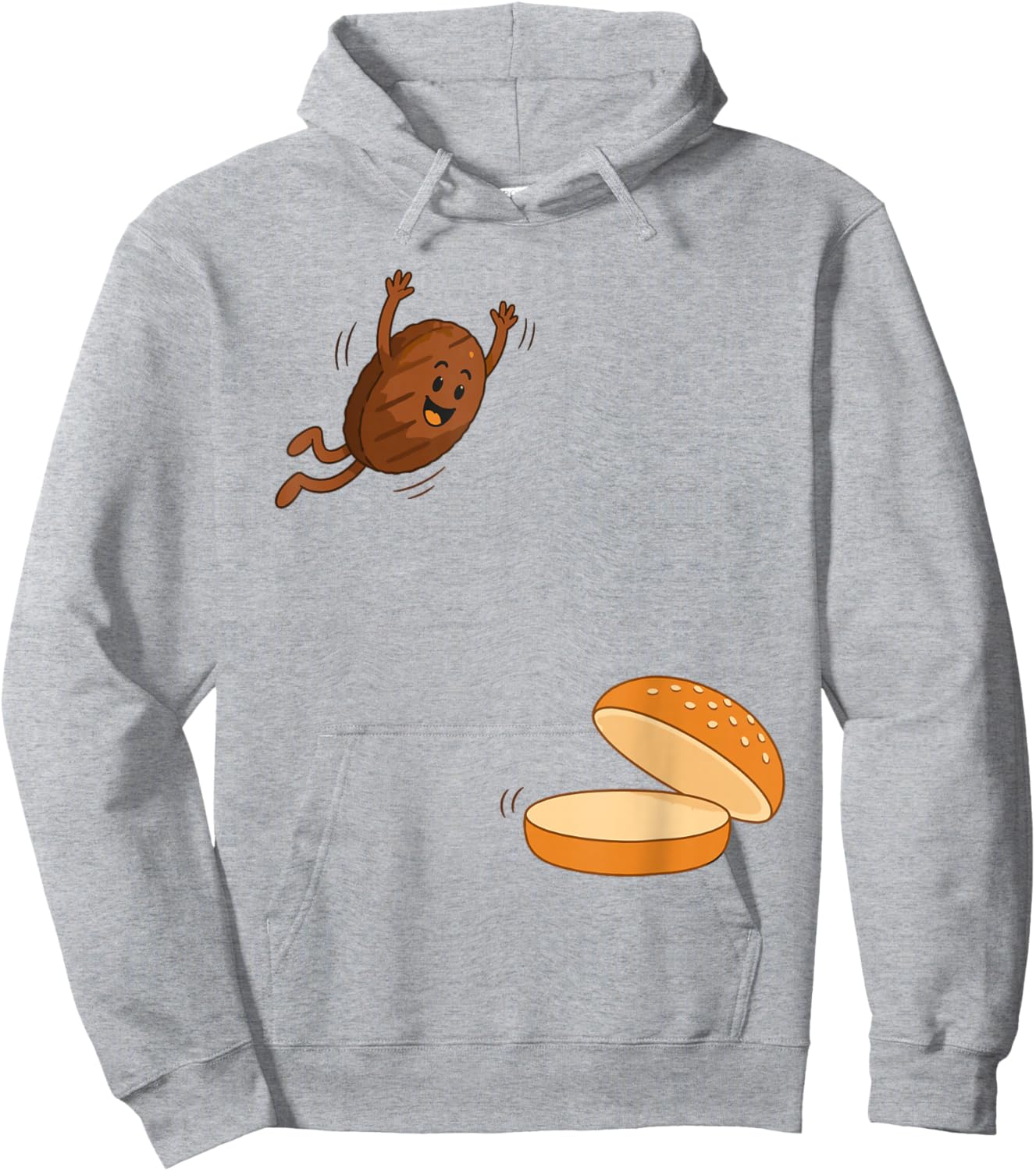 Burger Jumping Into Bun Funny Fast Food Joke Boys Youth Kids Hoodie - Hoodie | Ash