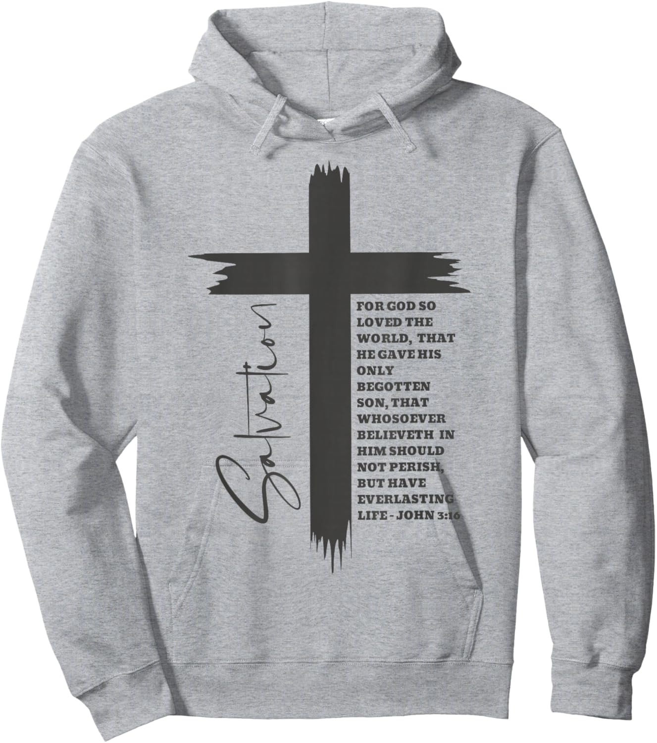 John 3:16 Christian Cross Bible Hoodie - Hoodie | Ash