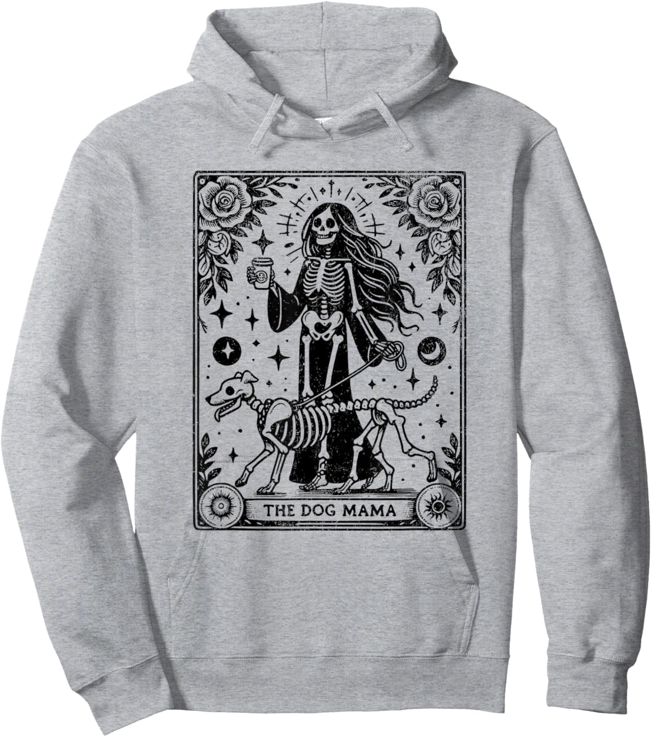 The Dog Mama Tarot Card Funny Skeleton Dog Mom Mother's Day Women Hoodie - Hoodie | Ash
