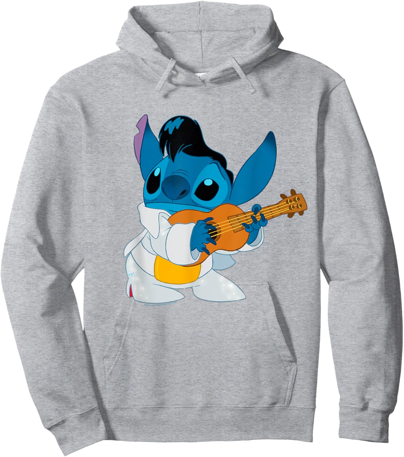 Disney Lilo & Stitch Iconic Elvis Stitch Ready To Play Logo Hoodie - Hoodie | Ash