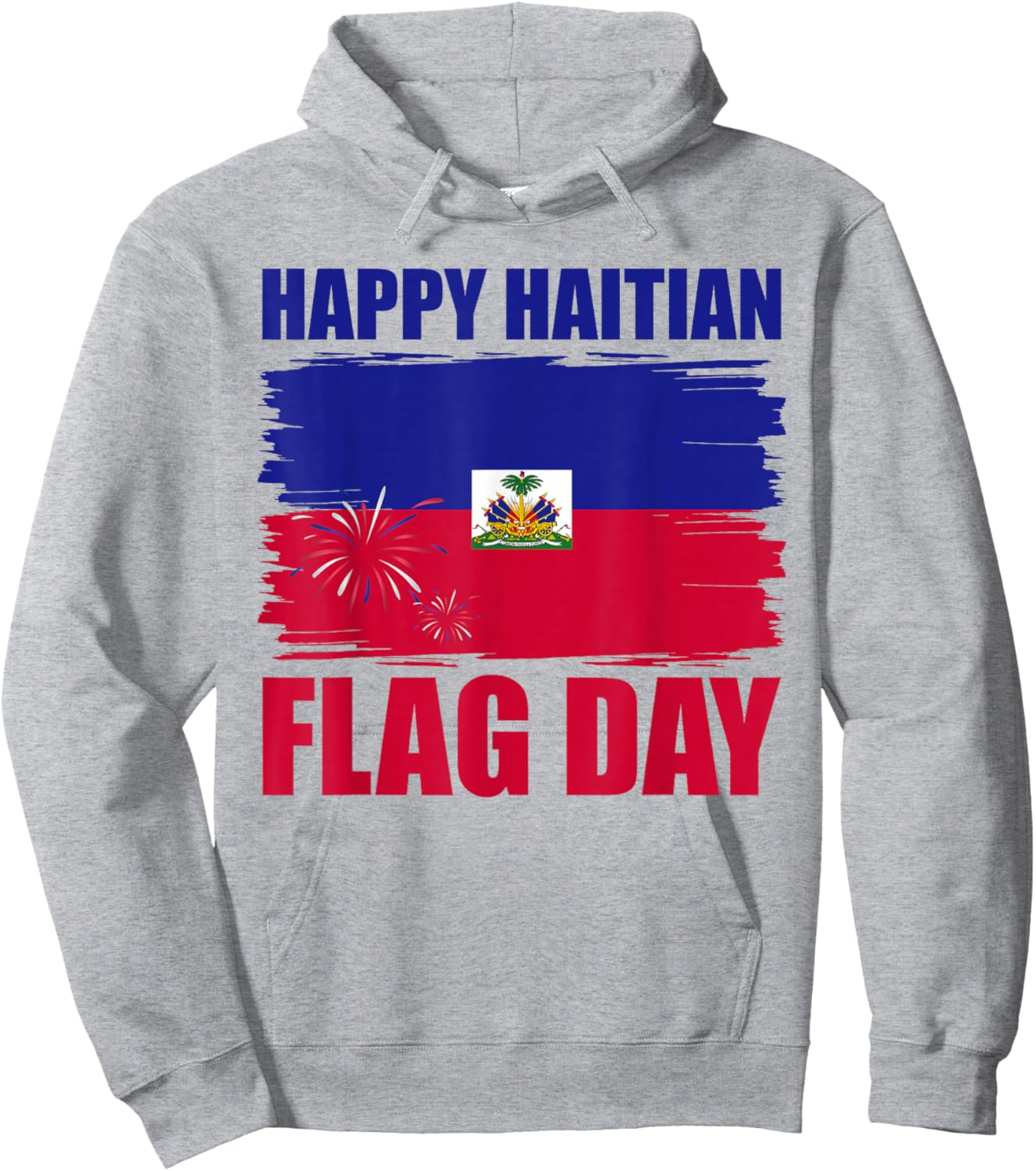 Fireworks Happy Haitian Flag Day Haiti Pride Men Women Kids Hoodie - Hoodie | Ash