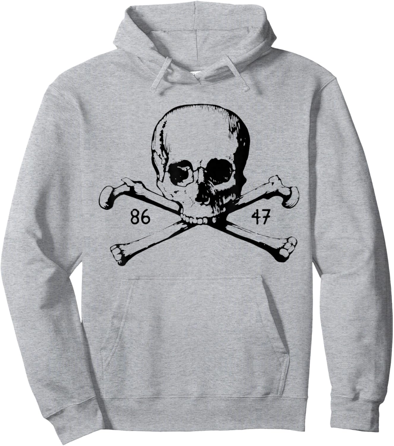 Skull with Glasses 86 47 Retro Distressed Style Hoodie - Hoodie | Ash
