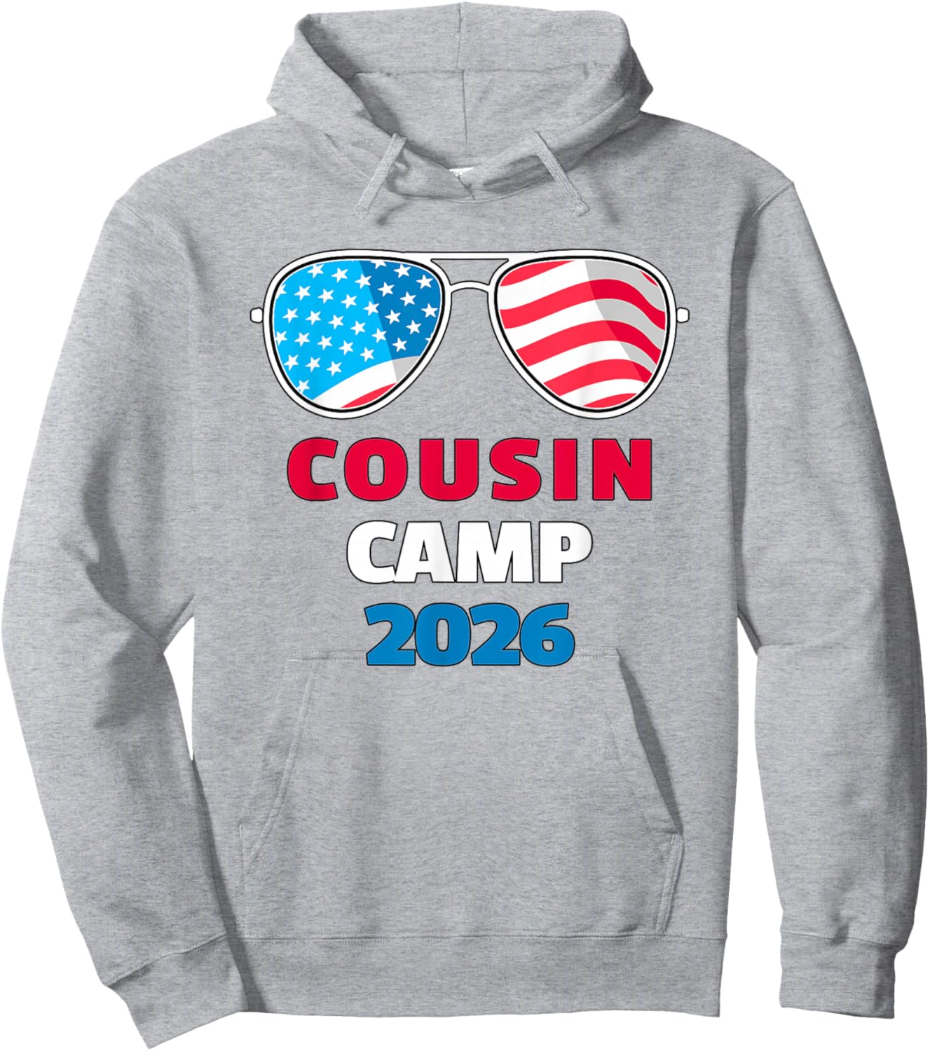USA Cousin Camp 2026 Patriotic Sunglasses 4th of July Hoodie - Hoodie | Ash