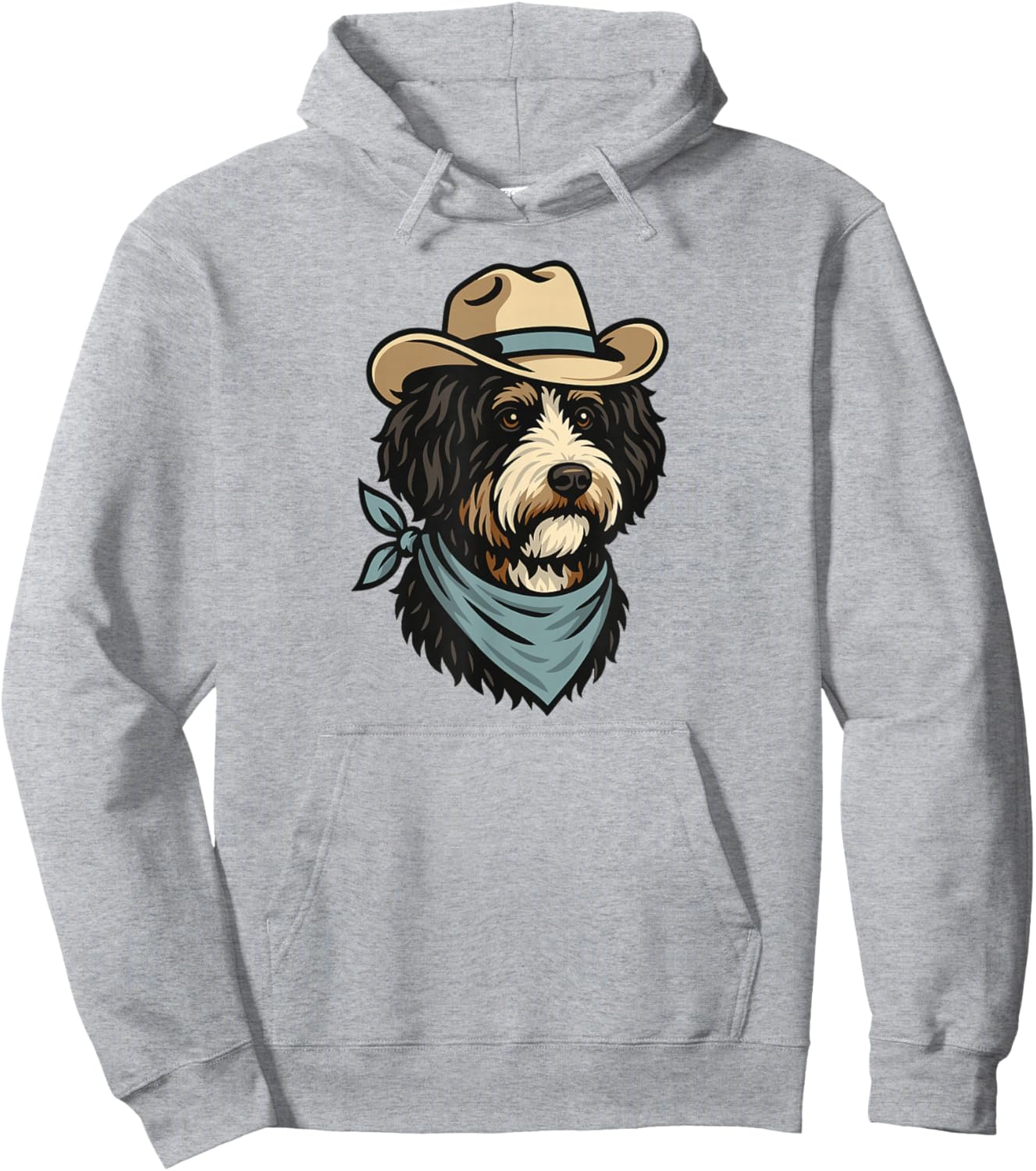 Funny Vintage Cowboy Bernedoodle Drawing Cute Berne Doodle Hoodie - Hoodie | Ash