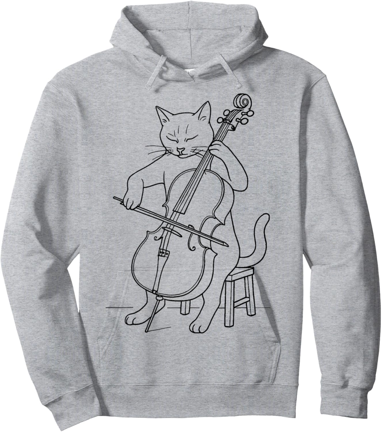 Funny Cat Playing Cello Musician Music Musical Instrument Hoodie - Hoodie | Ash
