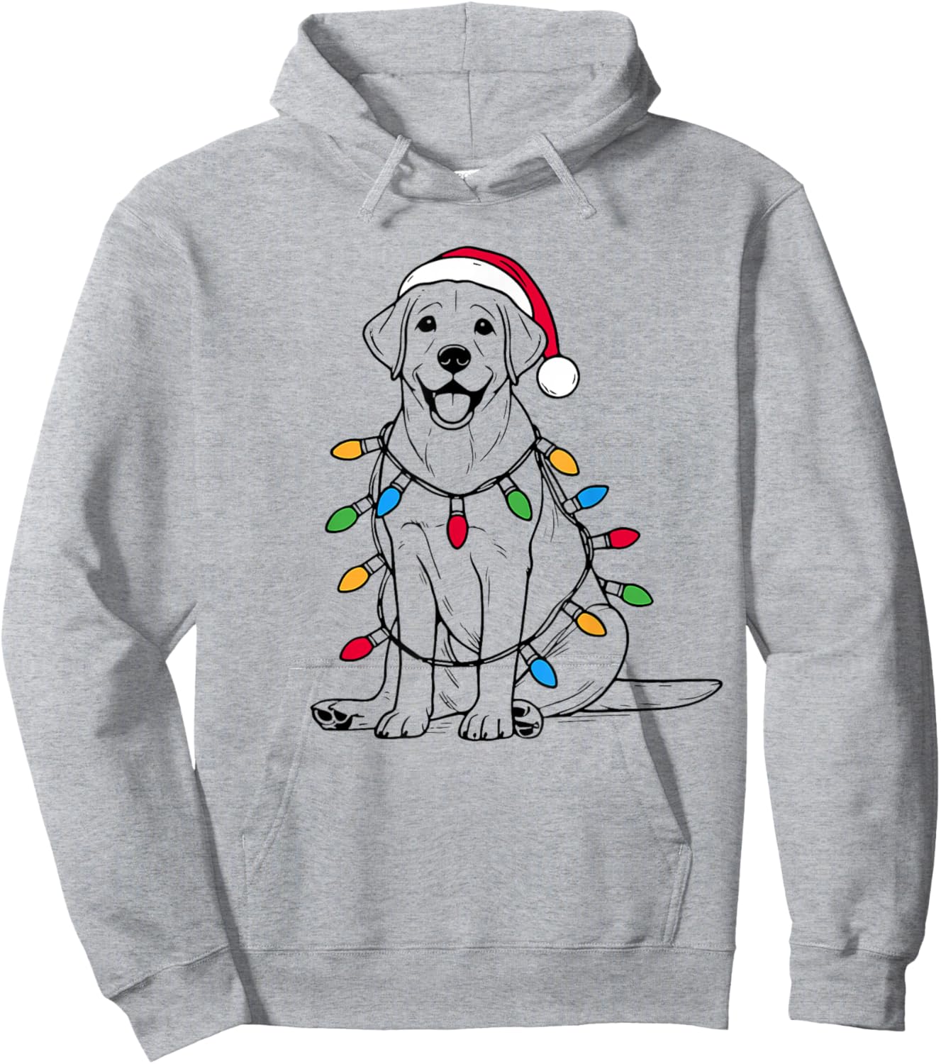 Retro Santa Labrador Retriever Christmas Lights Dog Lover Hoodie - Hoodie | Ash