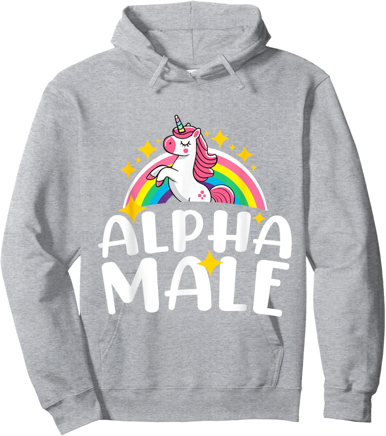 Alpha Male Unicorn Rainbow Funny Humor Sarcastic Hilarious Hoodie - Hoodie | Ash
