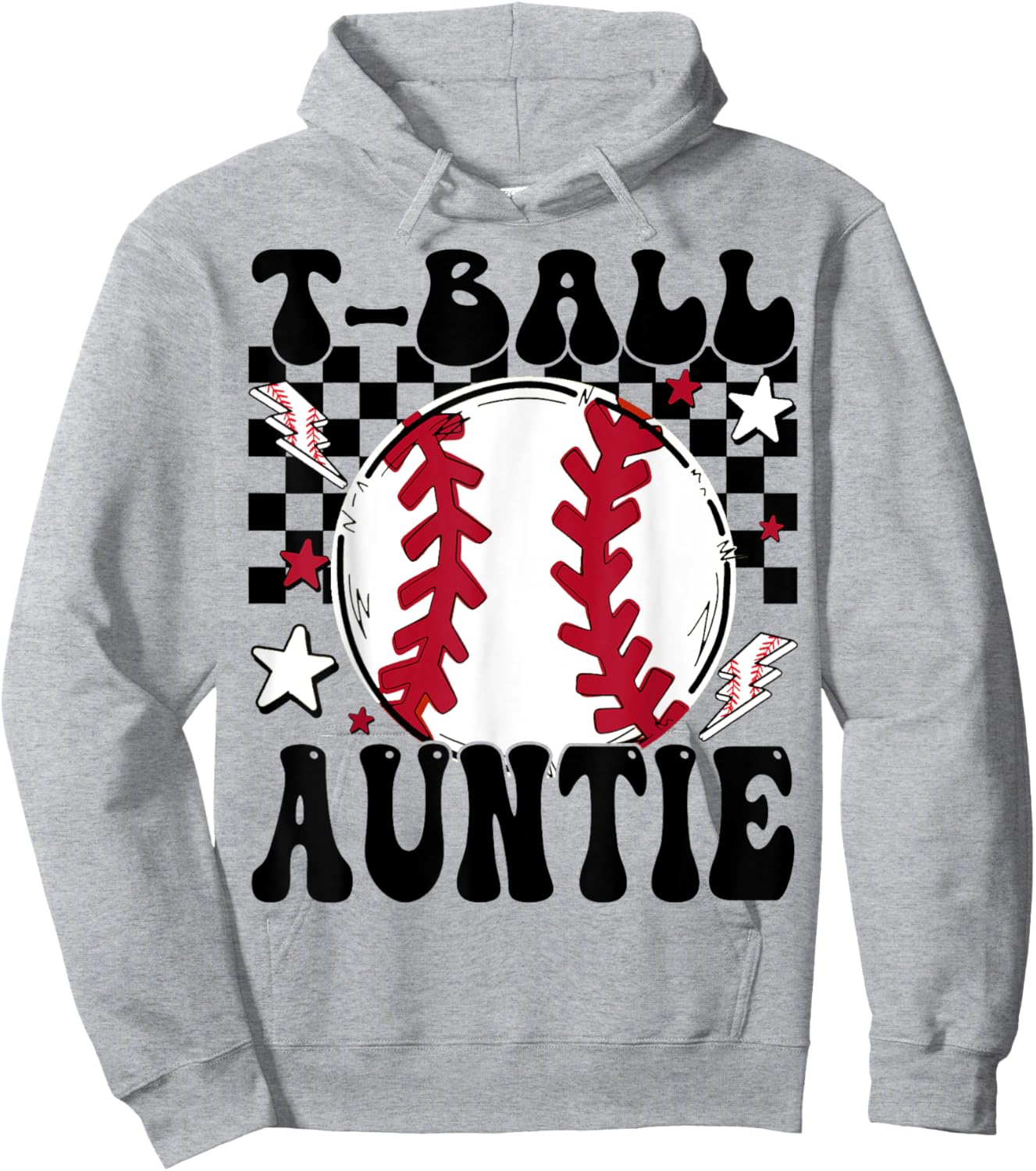 T-Ball Auntie Proud Ball Auntie Groovy Family Matching Hoodie - Hoodie | Ash