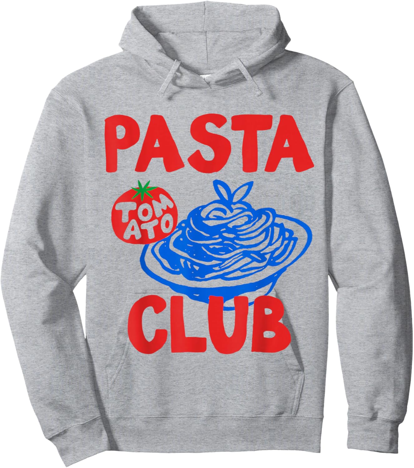 Pasta Club, Spaghetti Lover, Italian Food, Tomato Graphic Hoodie - Hoodie | Ash