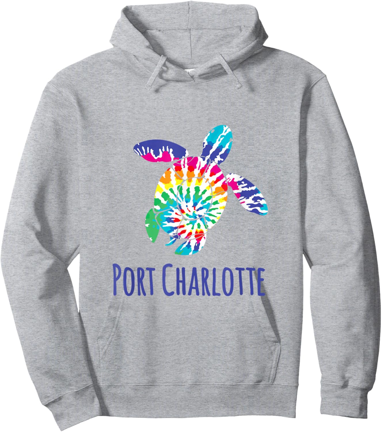 Port Charlotte Beach Florida Tie Dye Batik Loggerhead Turtle Hoodie - Hoodie | Ash