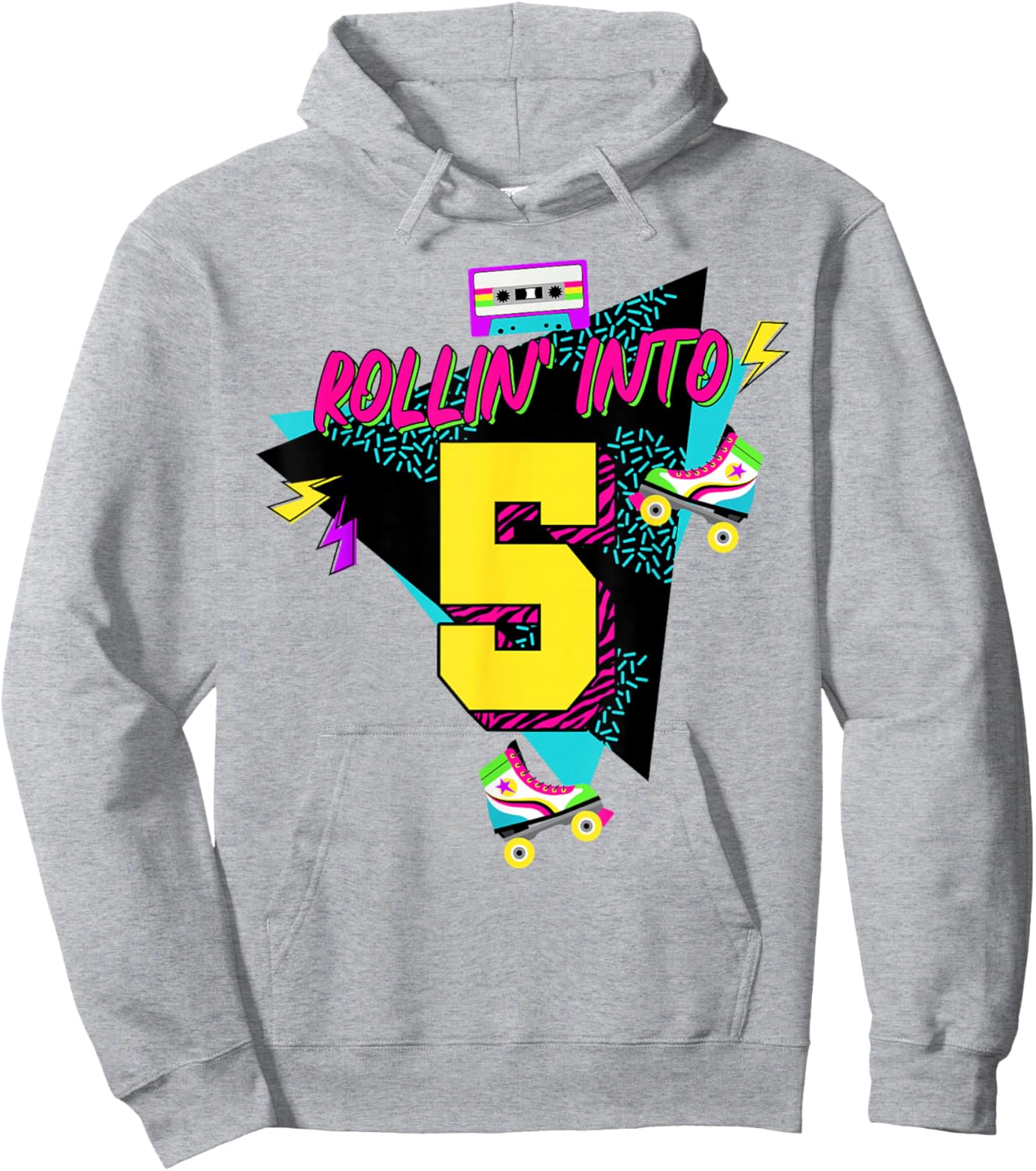 Rolling Into 5 Years Old Roller Skating Girl 5th Birthday Hoodie - Hoodie | Ash