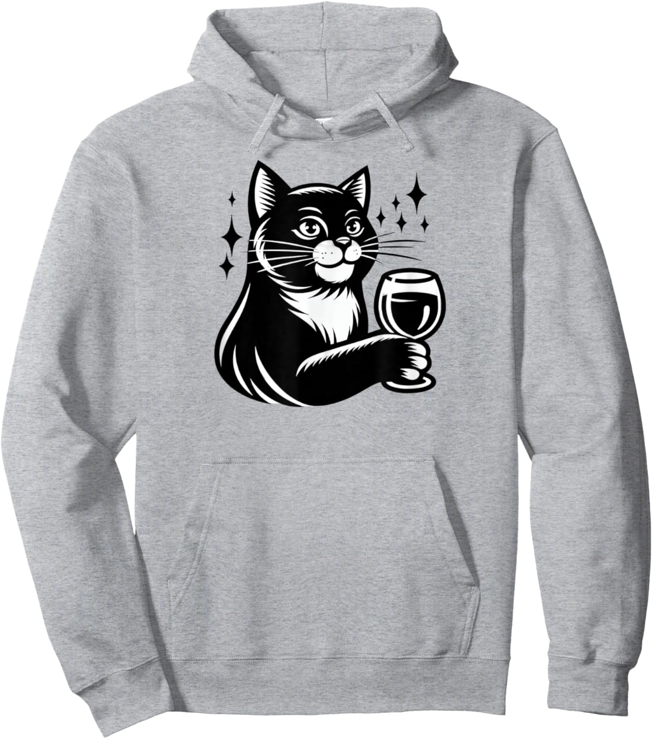 Black Cat With Wine Men Women Hoodie - Hoodie | Ash