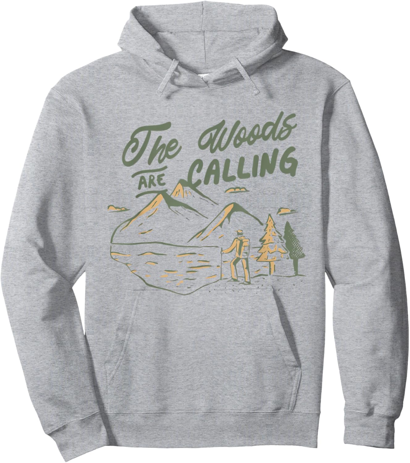 The Woods Are Calling Mountains Forest Camping Hiking Funny Hoodie - Hoodie | Ash