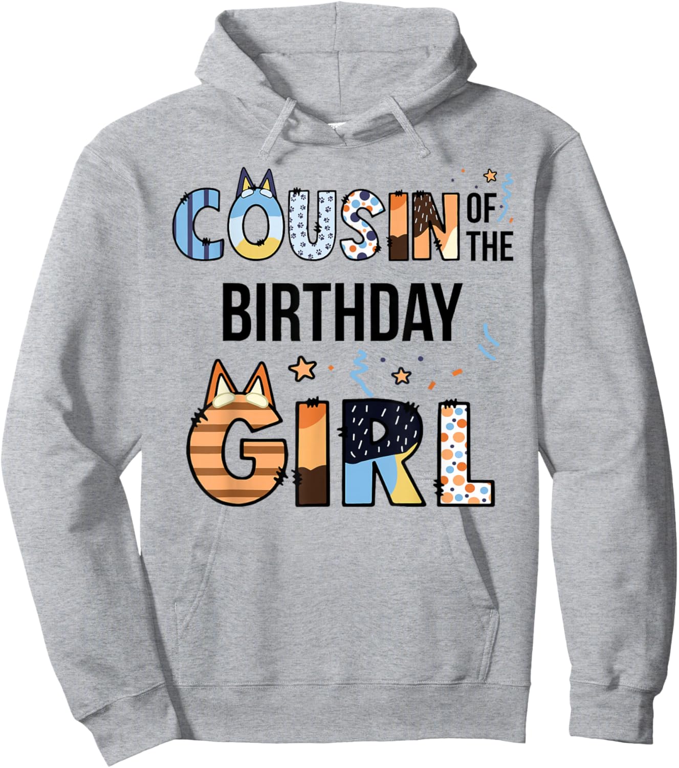 Cousin of The Birthday Girl Party Blue Dog Lover Matching Hoodie - Hoodie | Ash