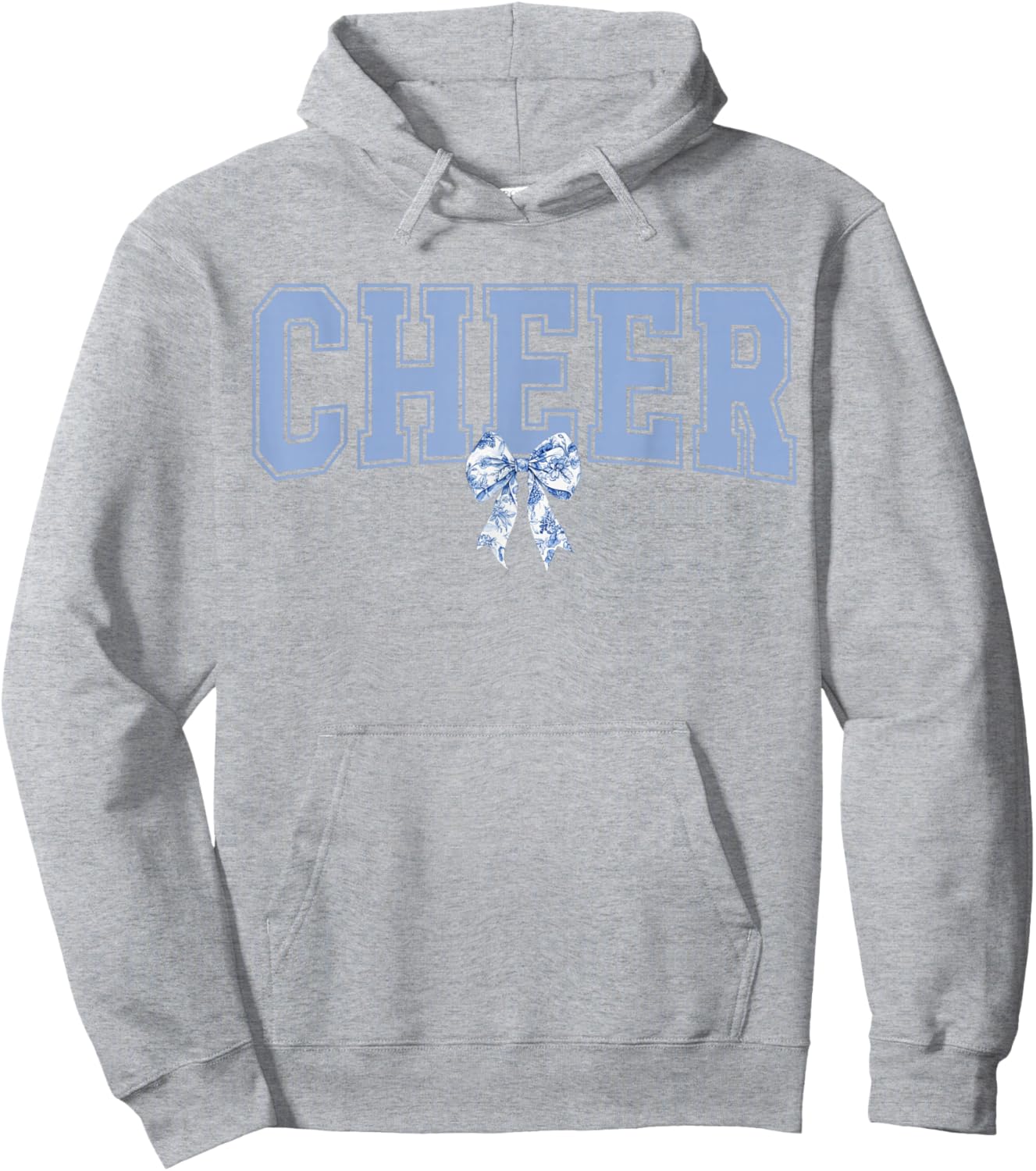 Cheer Mom Coquette Floral Toile Blue Bow Sport Cheerleader Hoodie - Hoodie | Ash