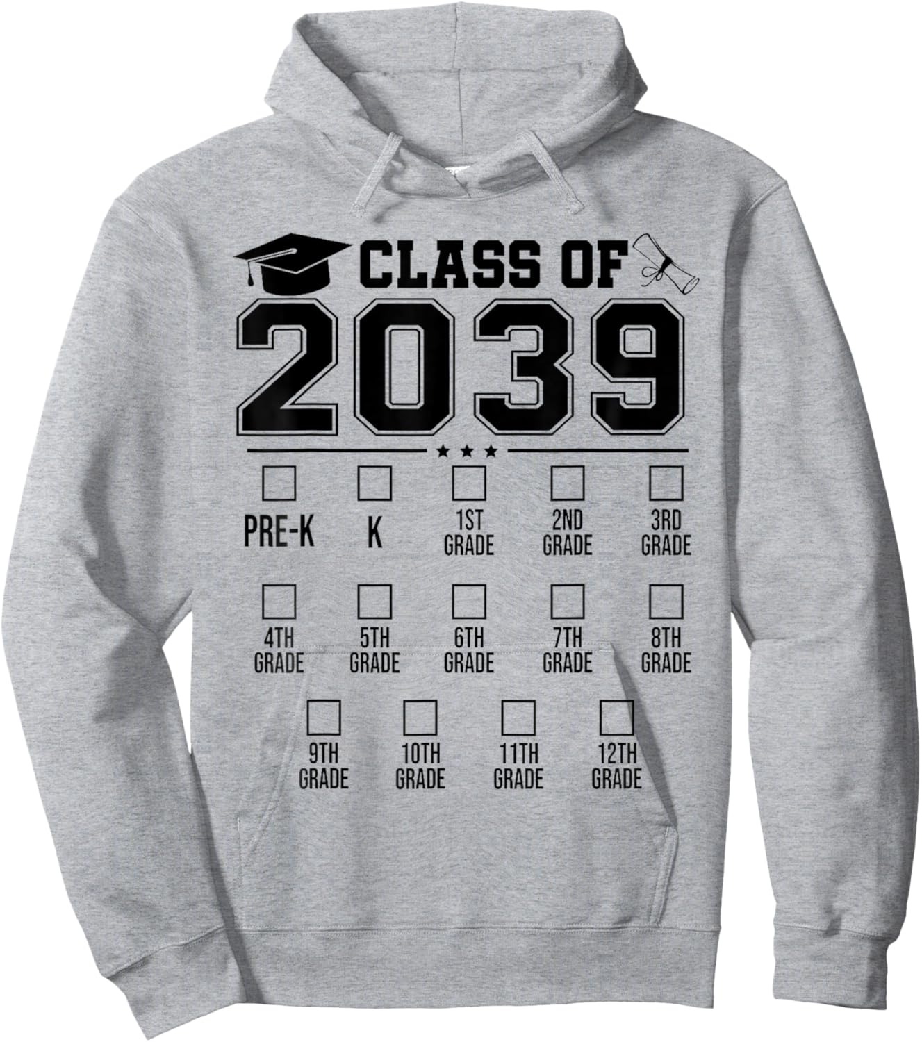 Class of 2039 Checklist Pre-K 12th Grade Graduation 2039 Hoodie - Hoodie | Ash