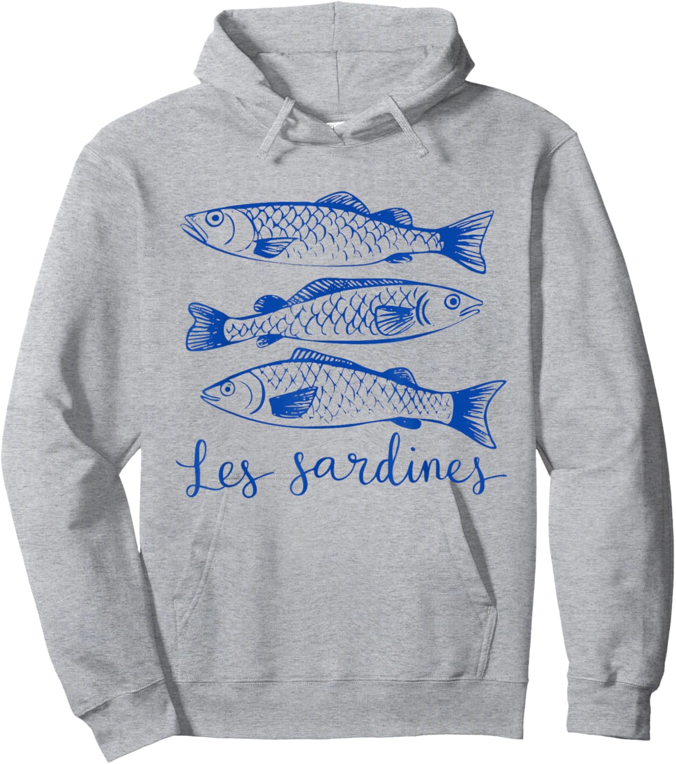 Les Sardines Themed Vintage Fish Illustration Hoodie - Hoodie | Ash