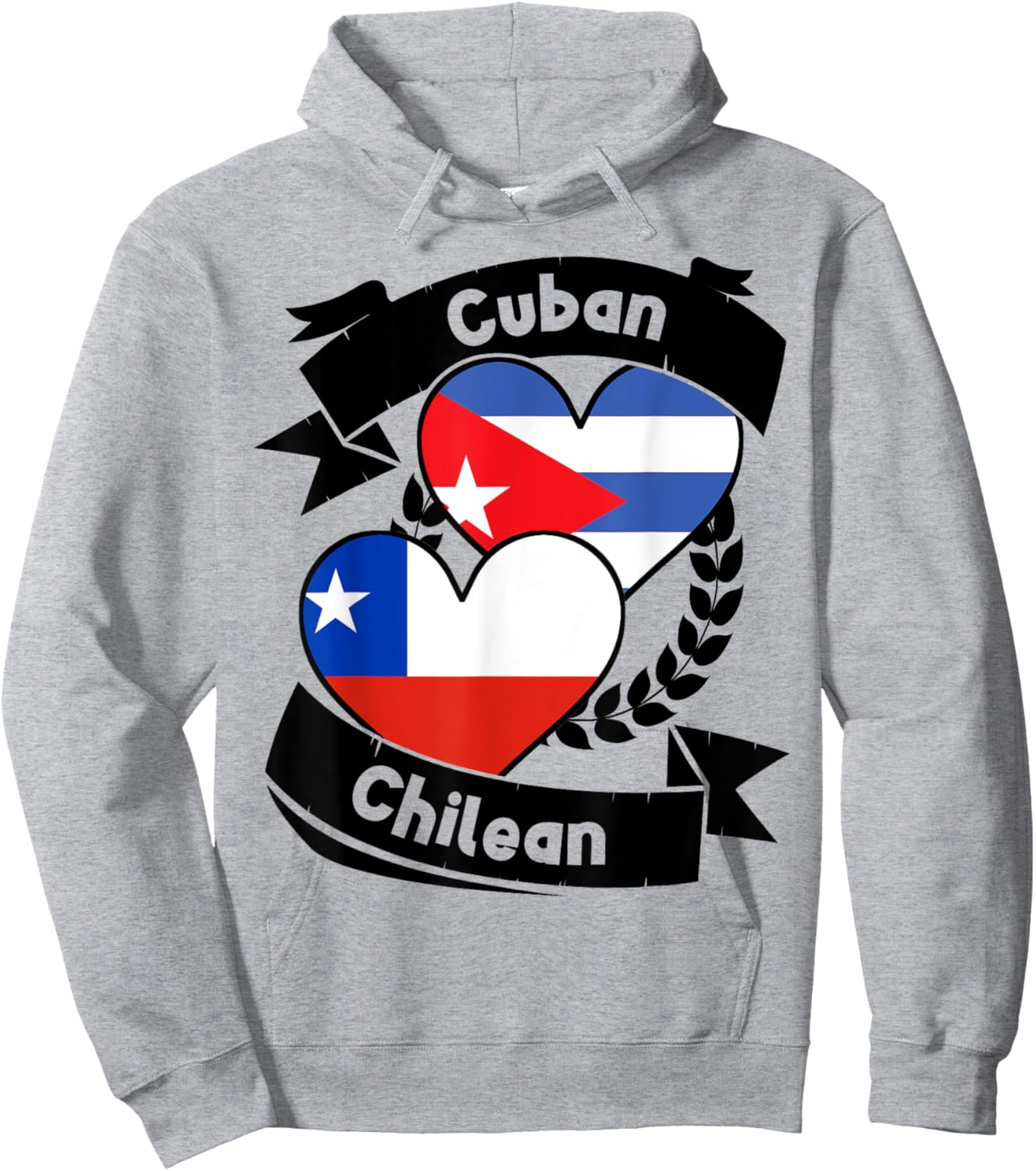 Cuban Chilean Heart Flags Cuba Chile Hoodie - Hoodie | Ash