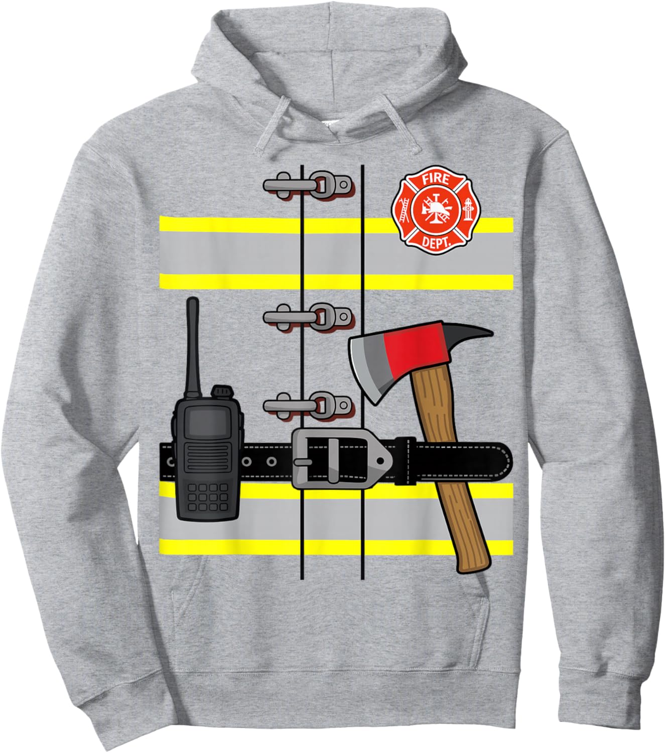 Firefighter Uniform Costume Halloween Fireman Hoodie - Hoodie | Ash