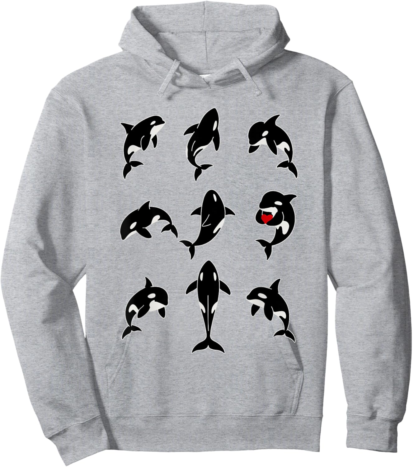 Minimalist Orca Line Drawing Men Women Kids Novelty Orca Hoodie - Hoodie | Ash