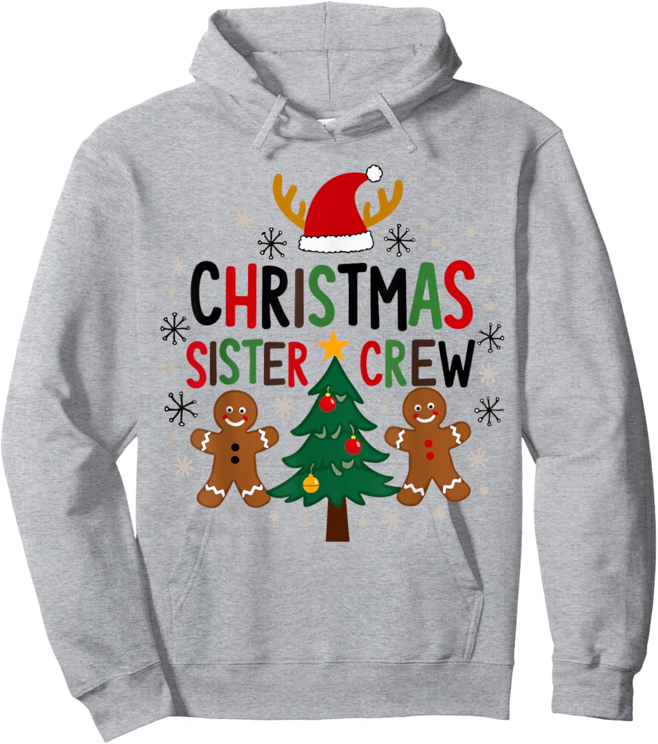 Christmas Sister Crew Holiday Gingerbread Tree Fun Hoodie - Hoodie | Ash