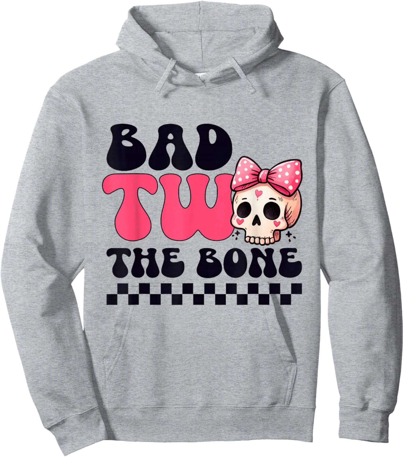 Bad Two The Bone Cute 2nd Toddler Halloween Birthday Girls Hoodie - Hoodie | Ash