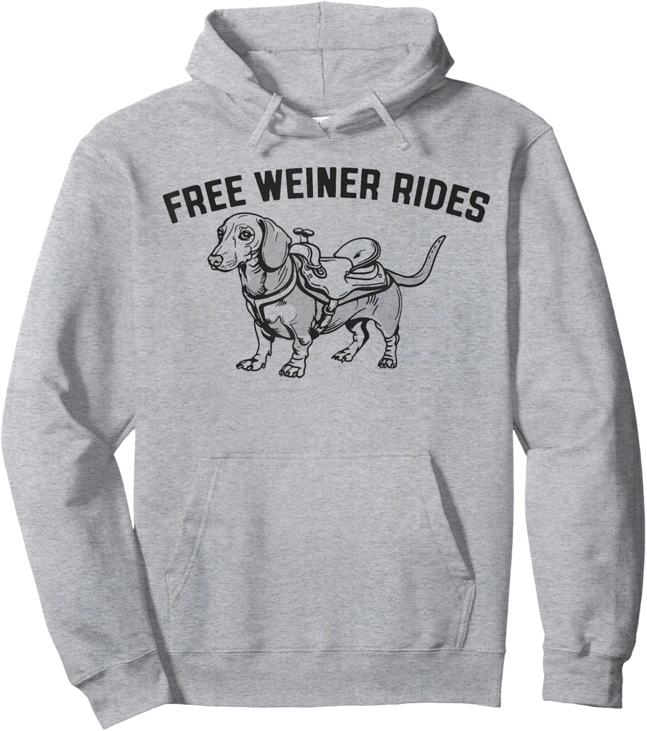 Free Weiner Rides Funny Dachshund Dog & Saddle Hoodie - Hoodie | Ash