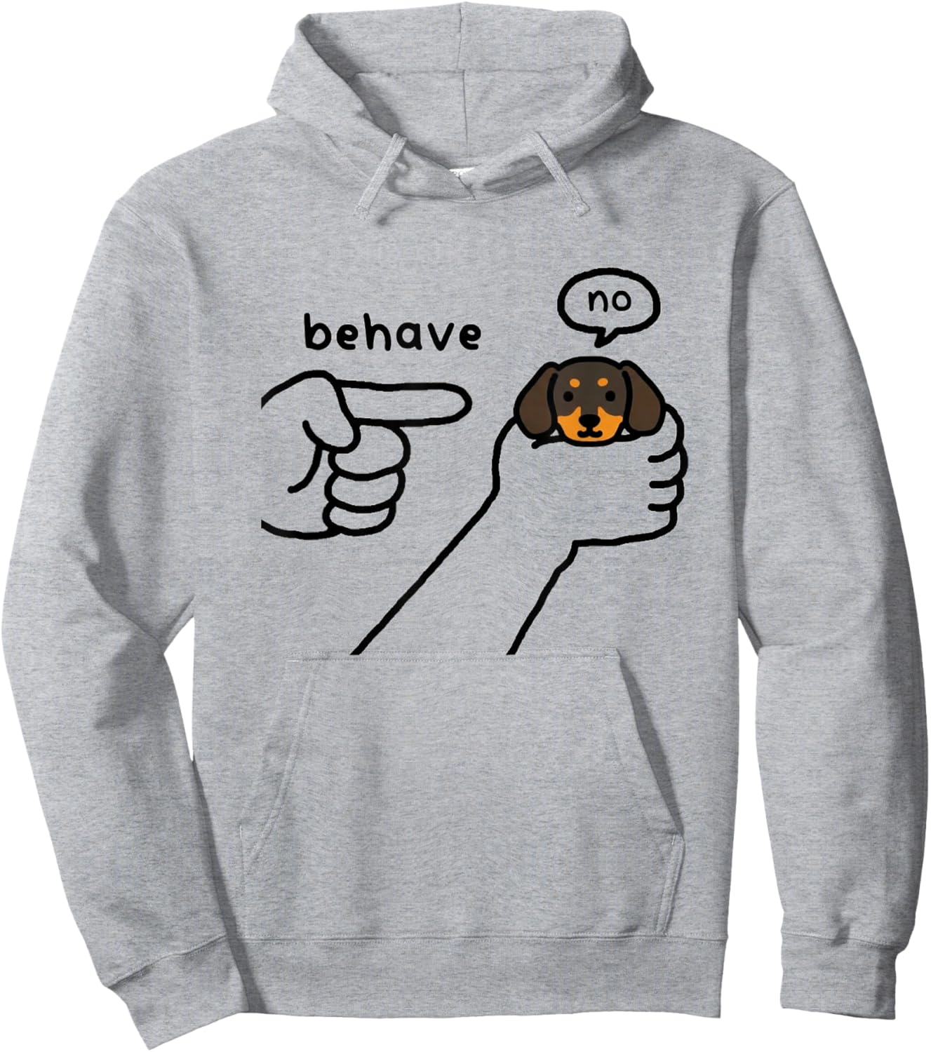 Funny Dachshund Dog Behave No Stubborn Meme Cartoon Hoodie - Hoodie | Ash