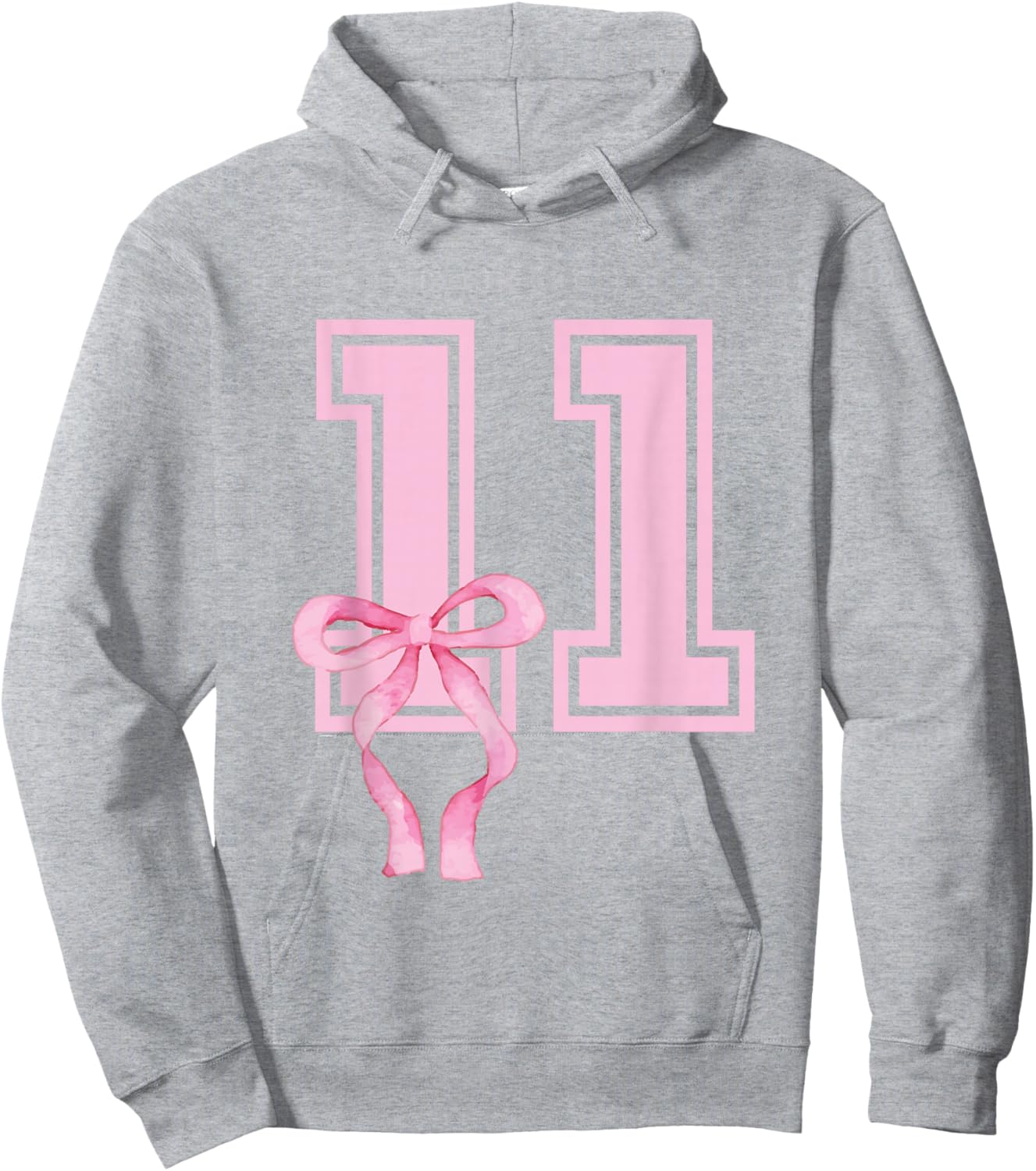11 Year Old Birthday Girl Coquette Pink Bow Aesthetic Hoodie - Hoodie | Ash