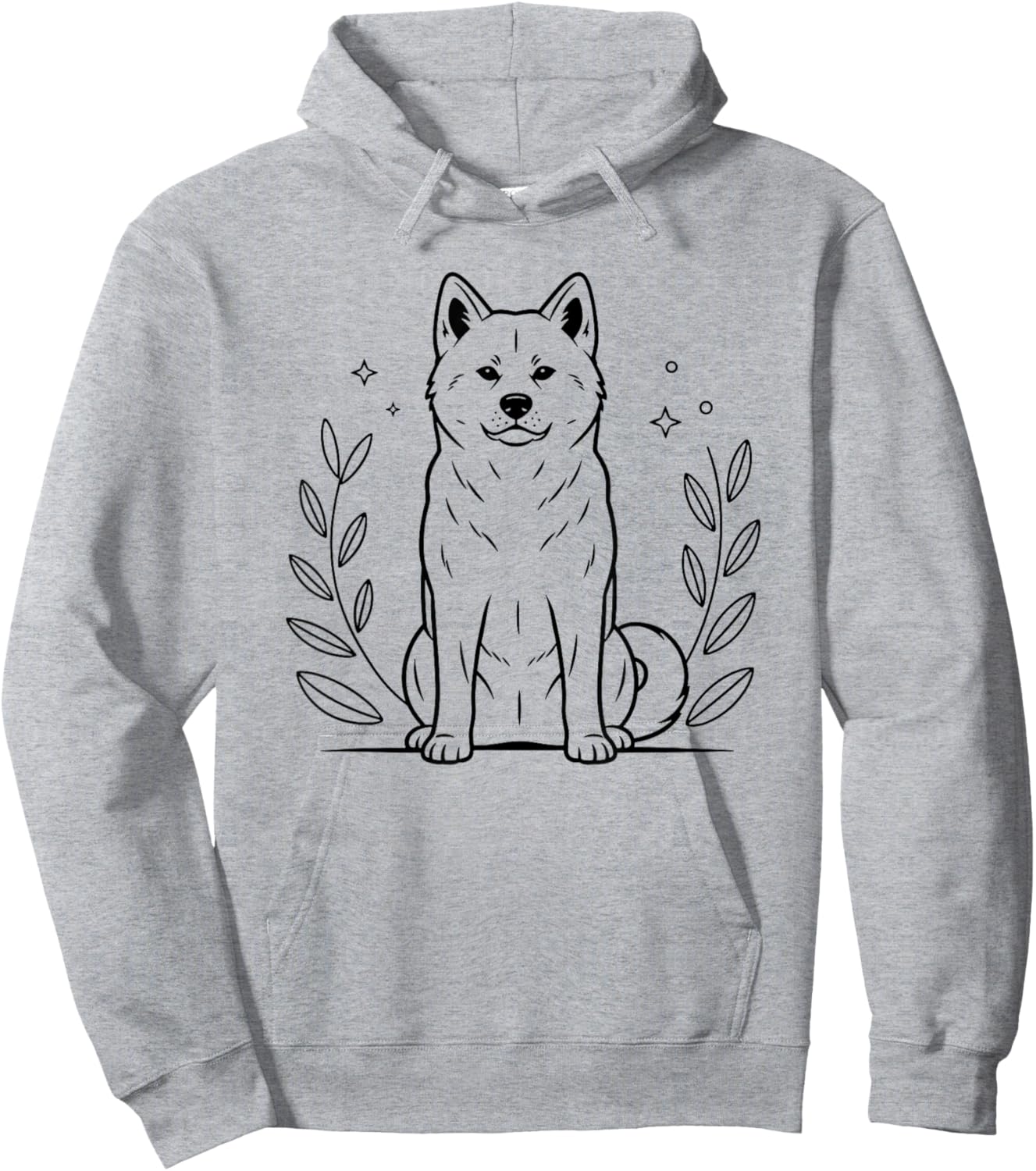 Line Art Japanese Akita Inu Minimalist Hoodie - Hoodie | Ash