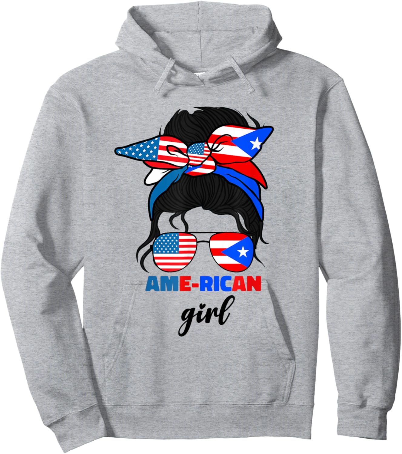 Half American And Puerto Rican Rico Flag Mix Girl Ame Rican Hoodie - Hoodie | Ash