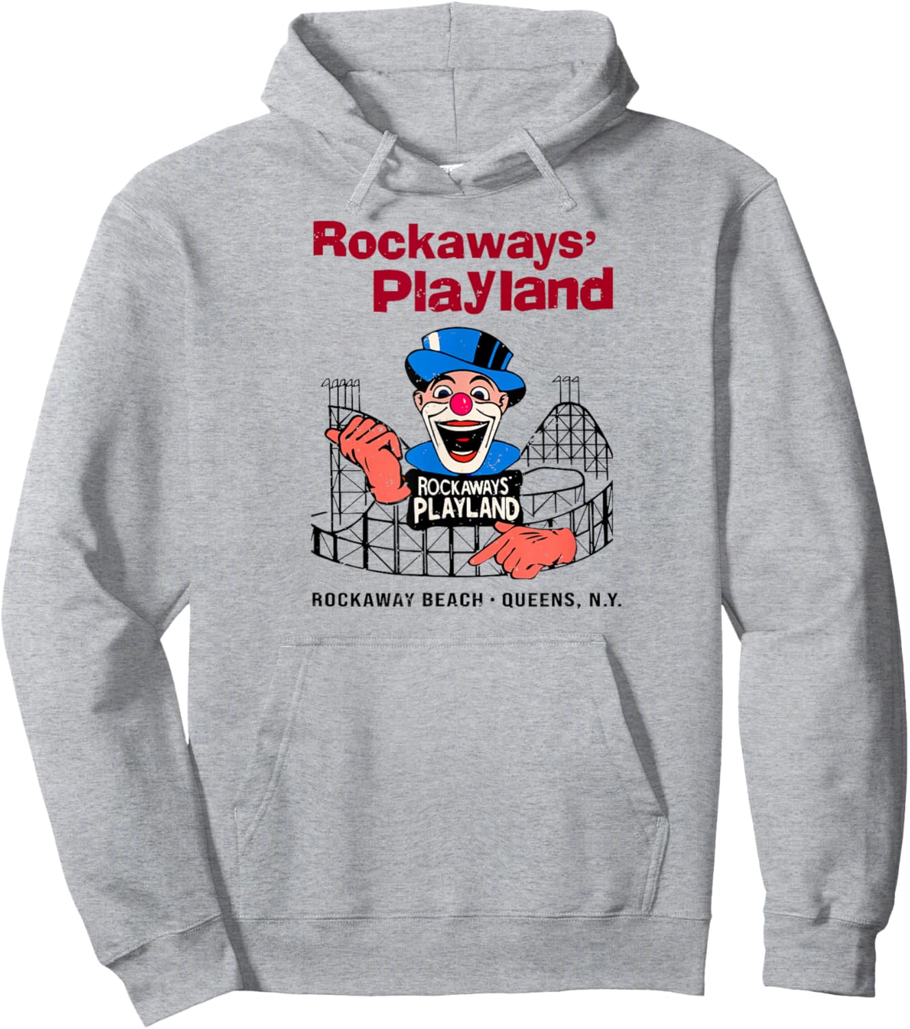 Rockaway's Playland Queens NY Classic Theme Park Clown Hoodie - Hoodie | Ash