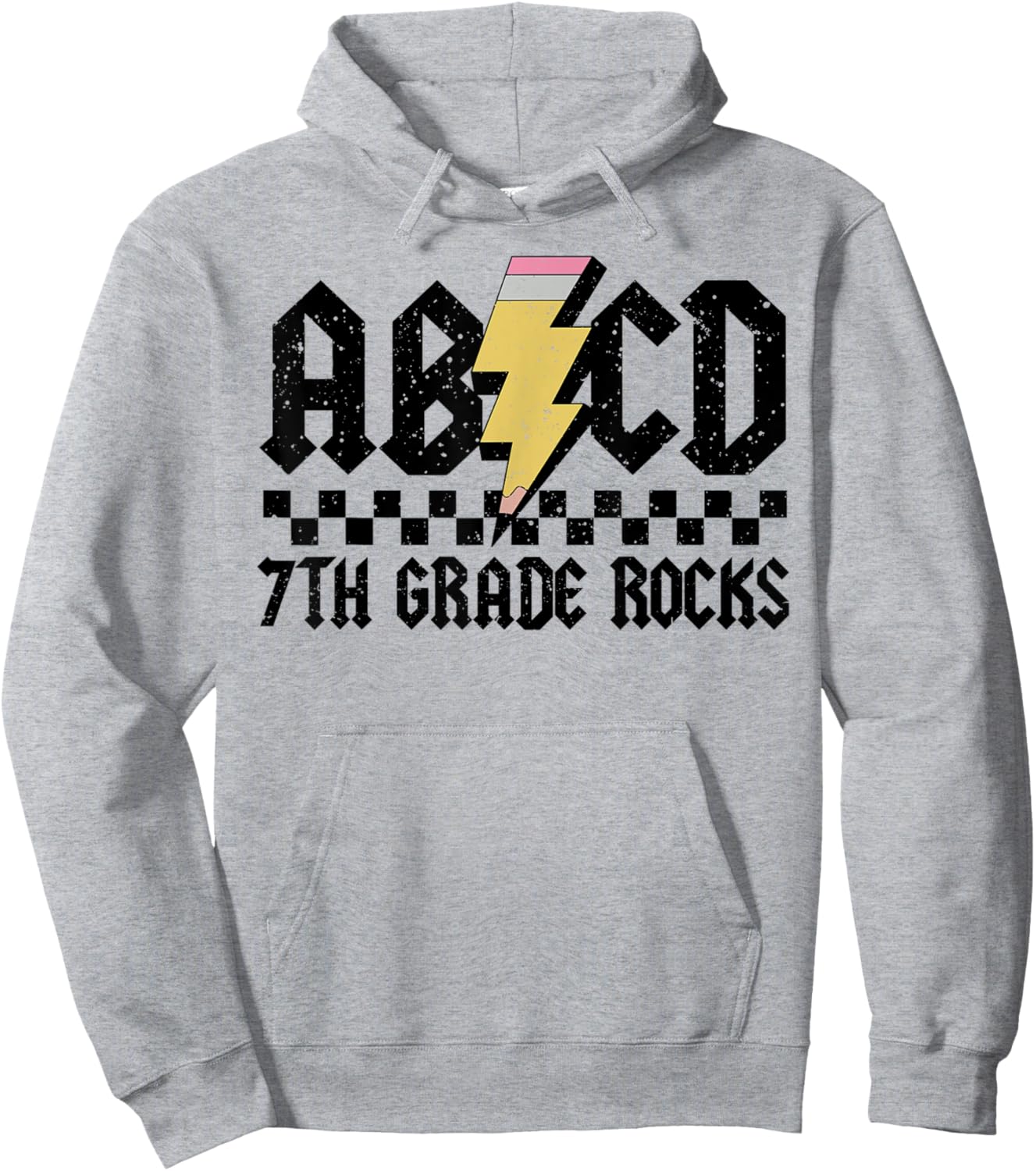 7th Grade Rock and Roll Letters ABCD Alphabet Back To School Hoodie - Hoodie | Ash