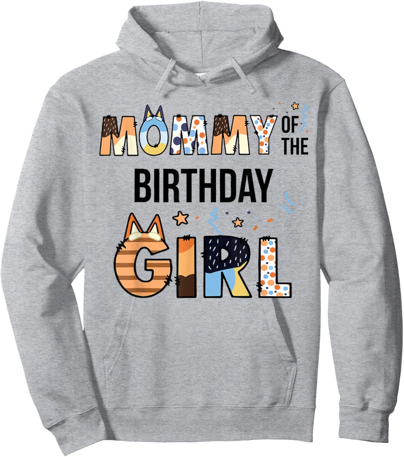Mommy of The Birthday Girl Party Blue Dog Lover Matching Hoodie - Hoodie | Ash