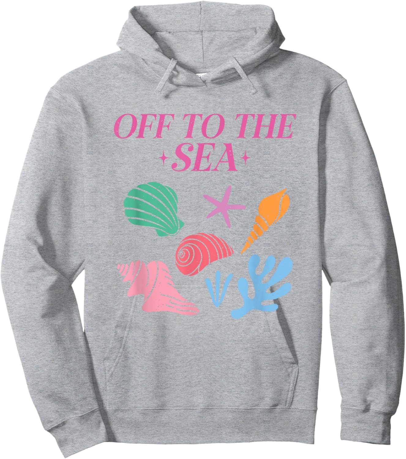 Off To The Sea Summer Cute Beach Colorful Seashells Starfish Women Girls Kids Hoodie - Hoodie | Ash