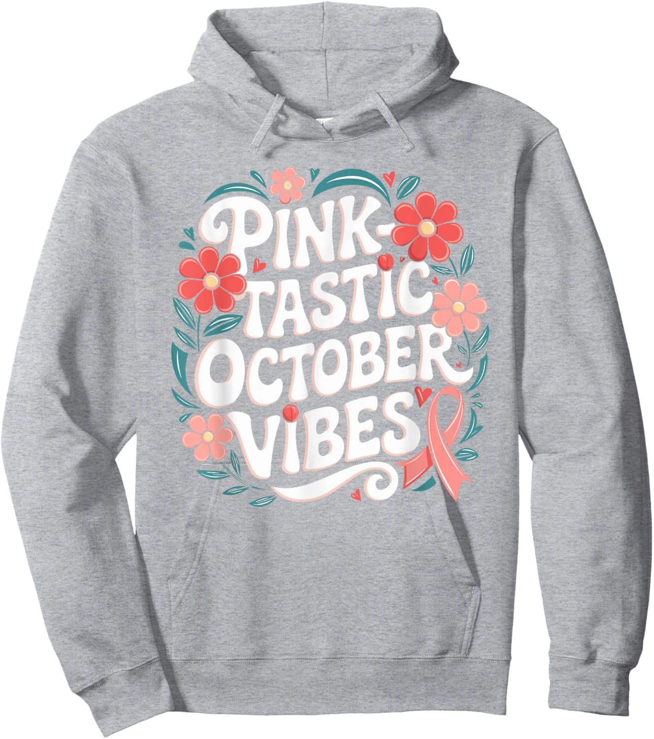 PinkTastic Pink October Support Breast Cancer Awareness Hoodie - Hoodie | Ash