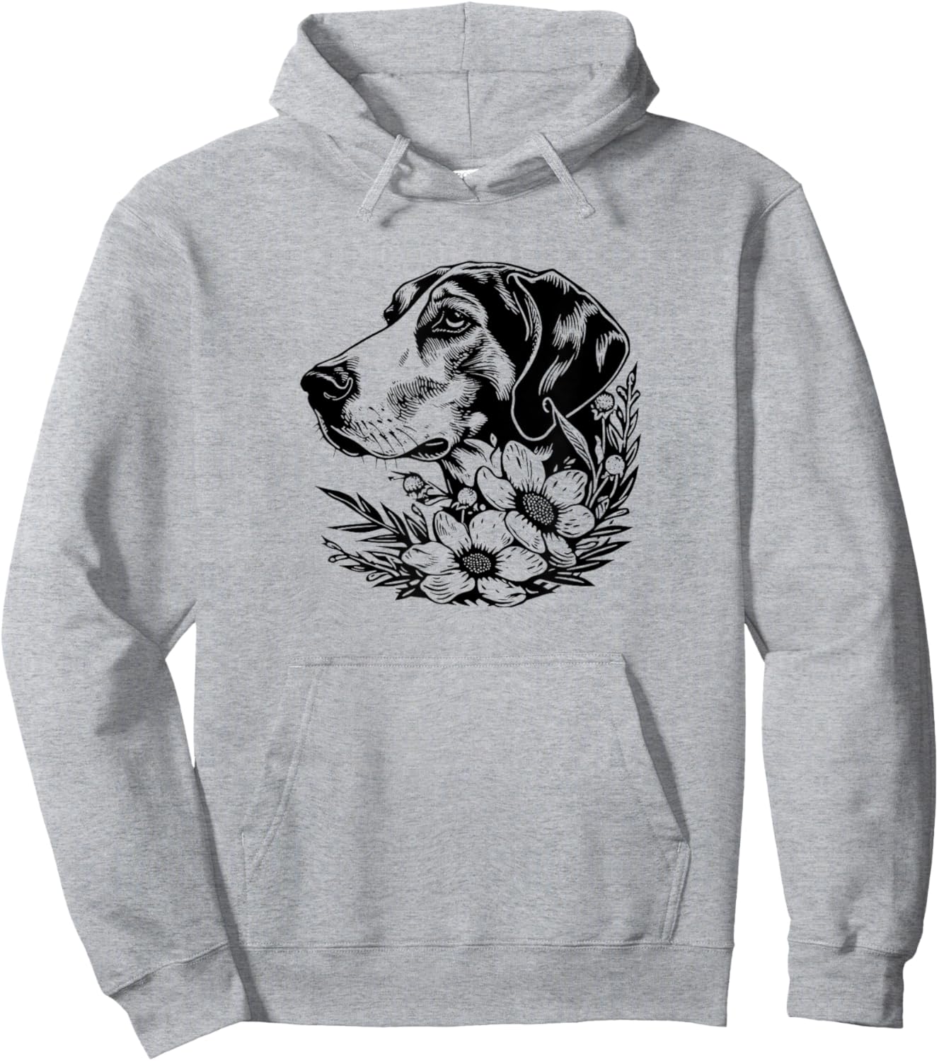 Cute Floral Illustration Art American Foxhound Lover Hoodie - Hoodie | Ash
