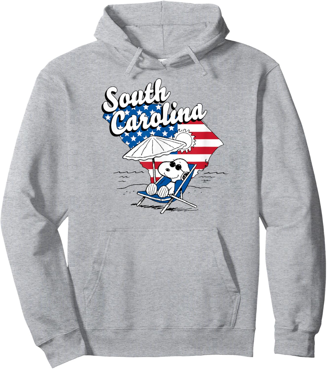 Peanuts - Snoopy Beach Umbrella South Carolina USA Flag Fill Hoodie - Hoodie | Ash
