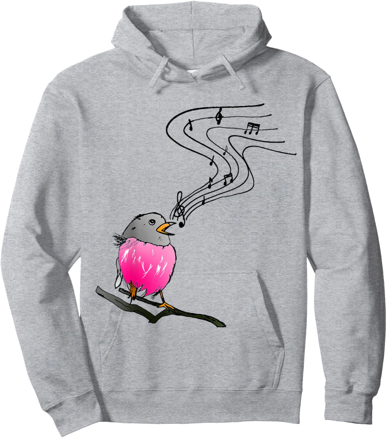 Singing bird classical music notes musician robin bird lover Hoodie - Hoodie | Ash