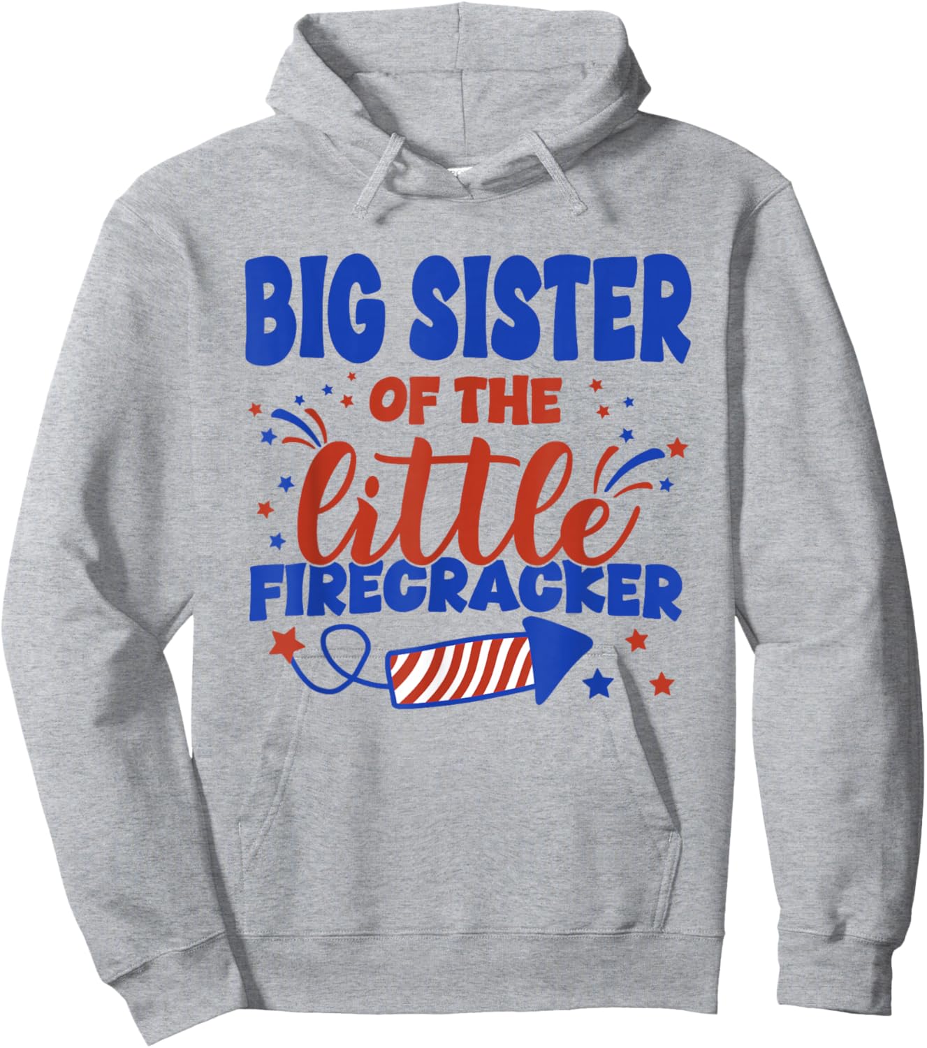 Big Sister of The Little Firecracker Fourth of July Birthday Hoodie - Hoodie | Ash