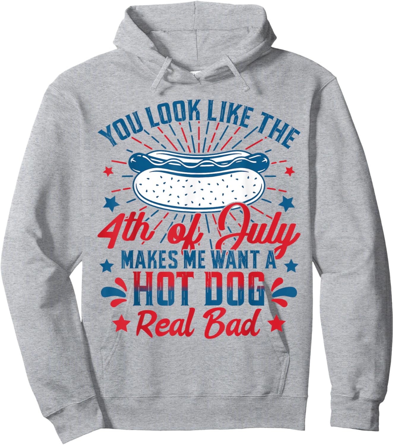 You Look Like The 4th Of July Hot Dog American Flag Men Kids Hoodie - Hoodie | Ash