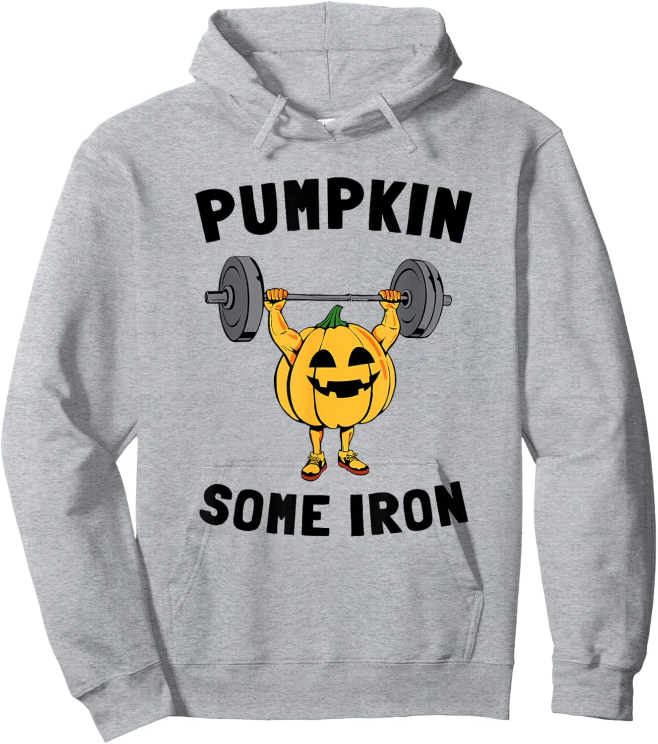 Pumpkin Some Iron Funny Halloween Gym Workout Lifting Hoodie - Hoodie | Ash