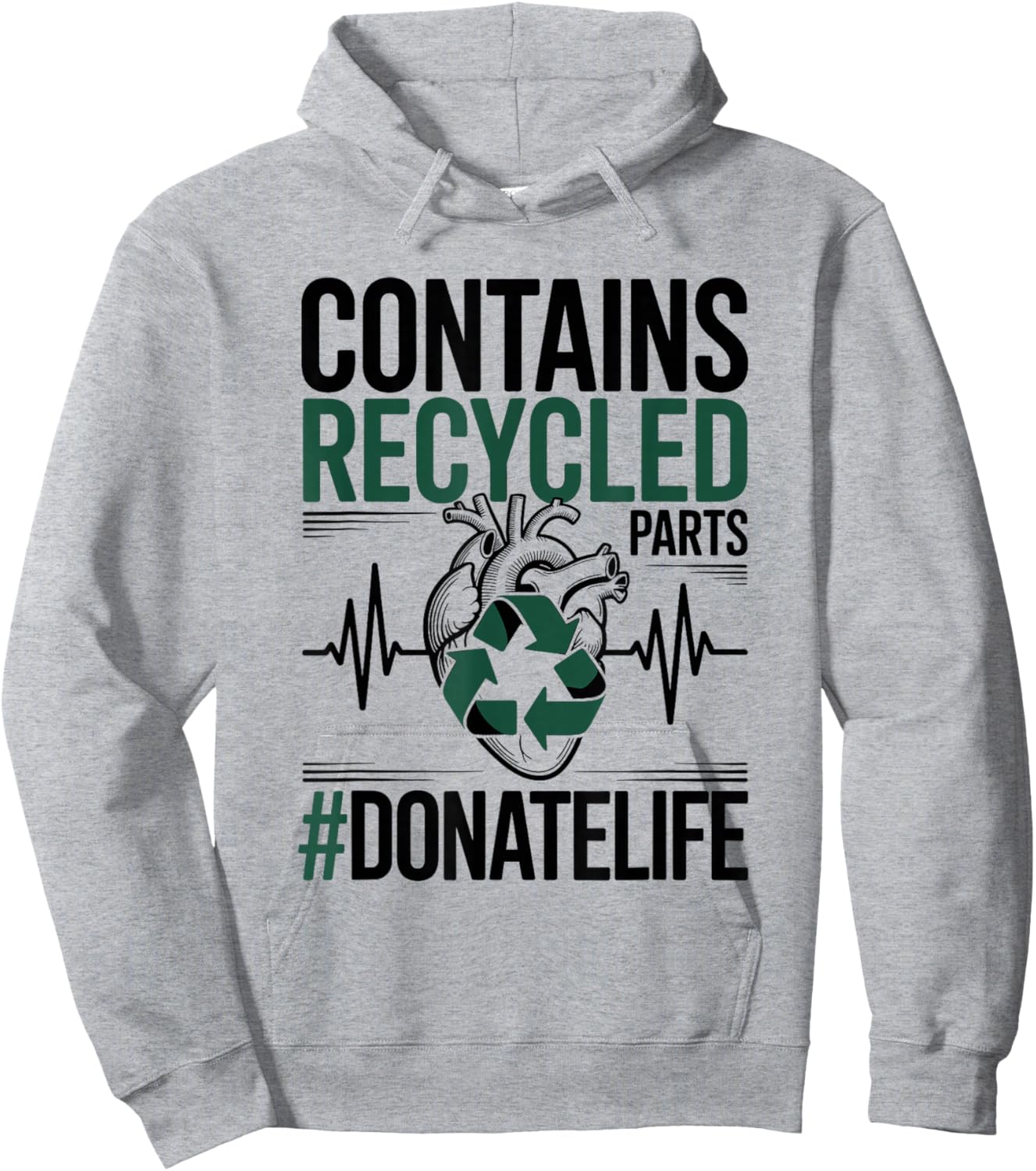 Contains Recycled Parts Heart Transplant Donate Life Hoodie - Hoodie | Ash